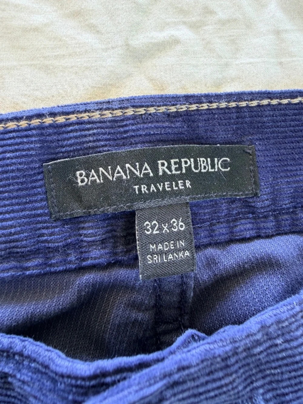Men's Banana Republic Traveler Corduroy Pants Navy Skinny Fit 32x36